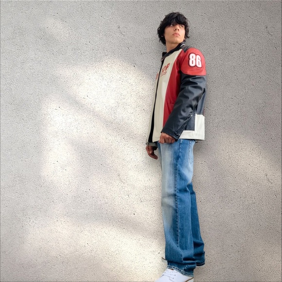 Men's Troop Red | White | Black Motorcycle Genuine Leather Jacket NWT - Picture 6 of 8